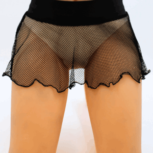 Sofia Black Wide Mesh Transparent Mini Skirt - LSN4