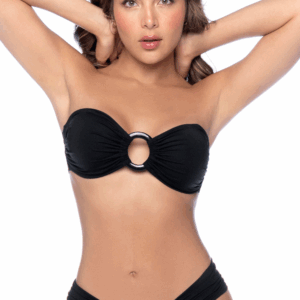 Black Bandeau Bikini with Central Ring - MAL67124BLK