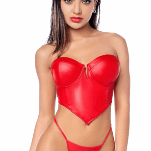 2-Piece Smooth Red Faux Leather Set - MAL2809RED