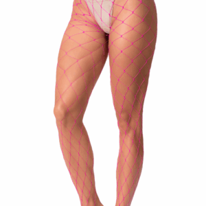 Pink wide mesh tights - MAL1106NPK