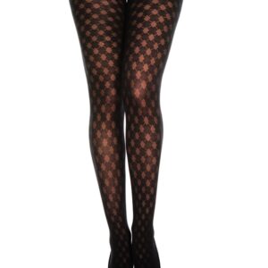 Semi-opaque black tights with small diamond print - MH7091BLK