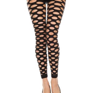 Sexy black ripped effect openwork leggings - MH35158BLK