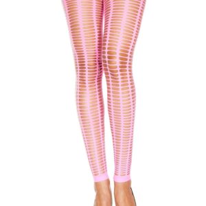 Neon pink fitted leggings with small holes - MH35442NEP