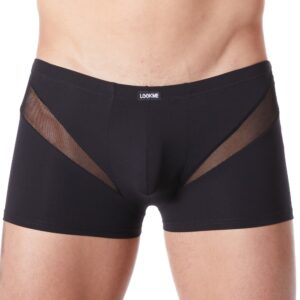 Sexy black boxer with fine V-shaped mesh - LM805-67BLK