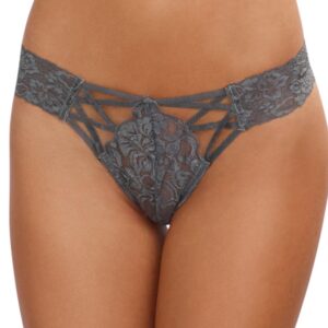 Sexy gray lace thong with openwork front - DG1435SLA