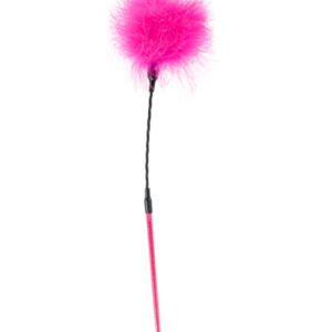 Pink pompom whip with small feathers - CC570079