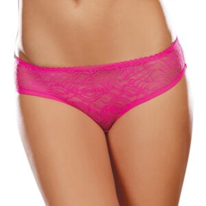 Pink lace open thong with bow on the buttocks - DG1300HPK