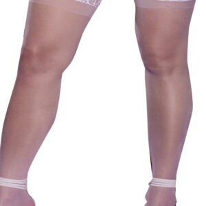 White large size nylon self-supporting stockings garters lace - DG0005XWHT