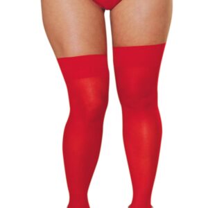 Red nylon stockings with seams, plus size for suspenders - DG0007XRED