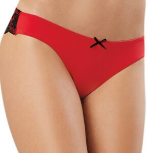 Red plain thong and black lace - DG1380RED