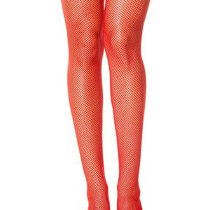 Red fishnet stockings with garter bands - MH49027RED