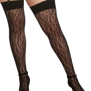 Plus size black fishnet stockings with leopard pattern. - DG0347XBLK