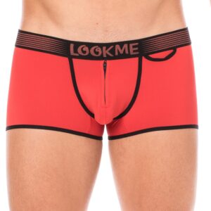 Red high-cut mini-pants with zip - LM2003-68RED