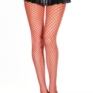 Red wide fishnet tights - MH9030RED