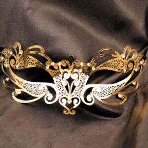 Venetian mask Gaia rigid gold with rhinestones - HMJ-061B