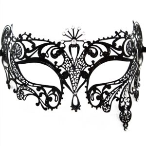 Rigid Venetian mask Bianca gold with rhinestones - HMJ-047BK