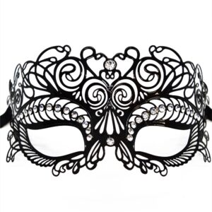 Venetian mask Giulia rigid black with rhinestones - HMJ-035BK