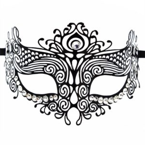 Venetian mask Ornella rigid black with rhinestones - HMJ-031BK