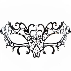 Venetian mask Elena rigid black with rhinestones - HMJ-003BK