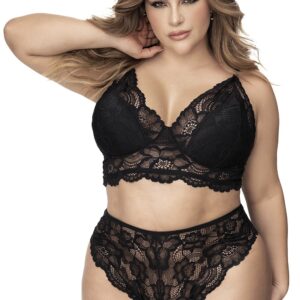 Plus size lingerie, bra and panties in recycled fibers - MAL8796XBLK
