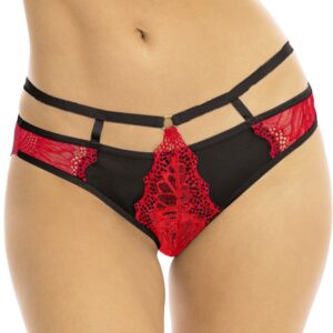 Red and black high-cut panties - REN1171-RED
