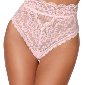 Pink high-waisted lace thong - DG1477PNK