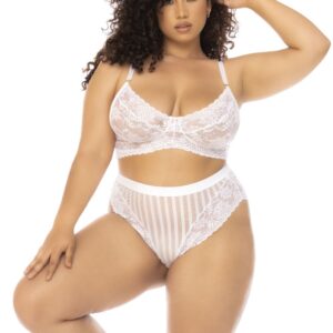 White plus size 2-piece set Emberly, bra and high-waisted panties - MAL8842XWHT