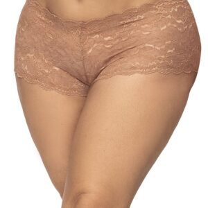 Plus size lace shorts in taupe color - MAL90TAUP