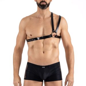 Men's faux leather harness with double shoulder straps - LM302400308