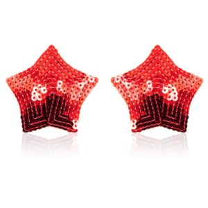 Pair of adhesive nipple covers star glitter sequin red - NP-2020