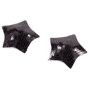 Pair of adhesive nipple covers star-shaped black sequin glitter - NP-2024