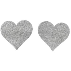 Pair of adhesive nipple covers white glitter heart - NP-1049WHT