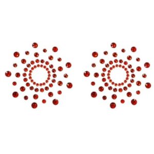 Pair of adhesive nipple covers red rhinestones - NP-1030RED