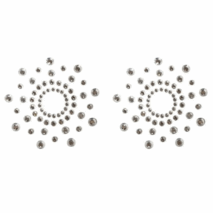 Pair of white rhinestone adhesive nipple covers - NP-1030WHT