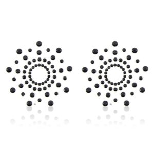 Pair of black rhinestone adhesive nipple covers - NP-1030BLK