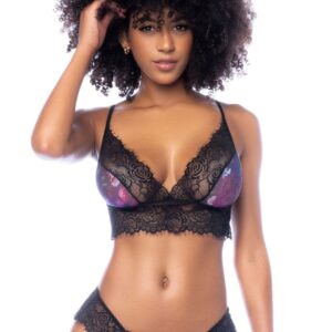 2-piece black and purple floral print set - MAL8864NBFY