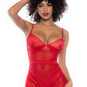 Red nightie and matching thong - MAL7507RD