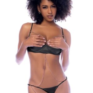 3-piece set with rose gold chain - MAL2779BKRG