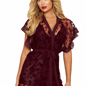 Nightdress and robe in aubergine color - DG13666CHE