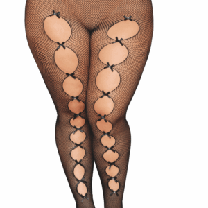 Plus size black fishnet fashion tights with back seam - DG0528XBLK