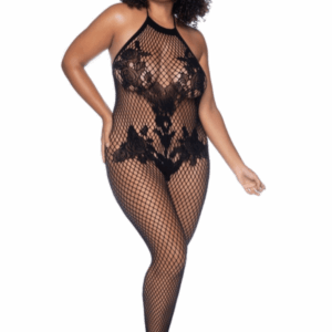 Plus size black mesh jumpsuit - MAL1116XBLK
