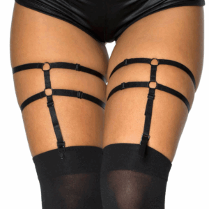 Shiny black garter belt harness style - MH43006BLK
