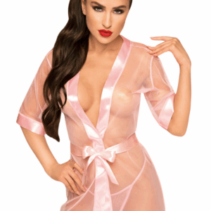 Midnight Mirage Pink Satin Robe and Belt - PH0071PNK