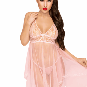 Matching babydoll and thong Rose Naughty doll - PH0084PNK